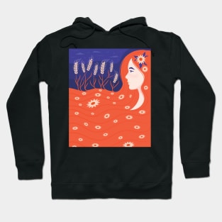 Redhead Girl with Wheat Coming out of Her Hair - Demeter, Greek Goddess Hoodie